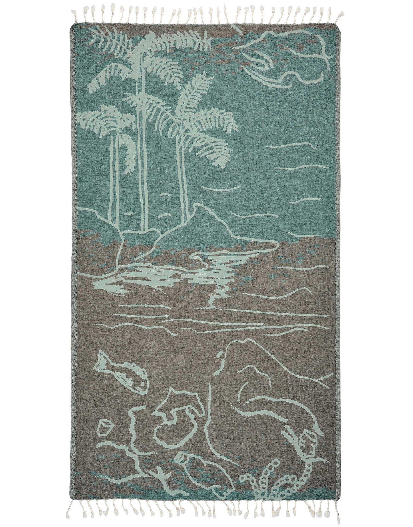 Set of 4 Turkish Beach Towels Nautical Series Pestemal 36"x63" , Island