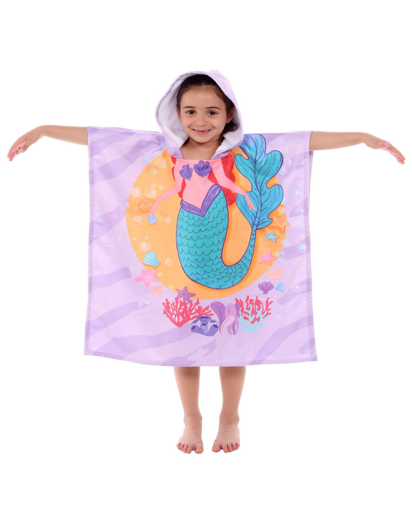 Kids Hooded Poncho Mermaid - Cacala