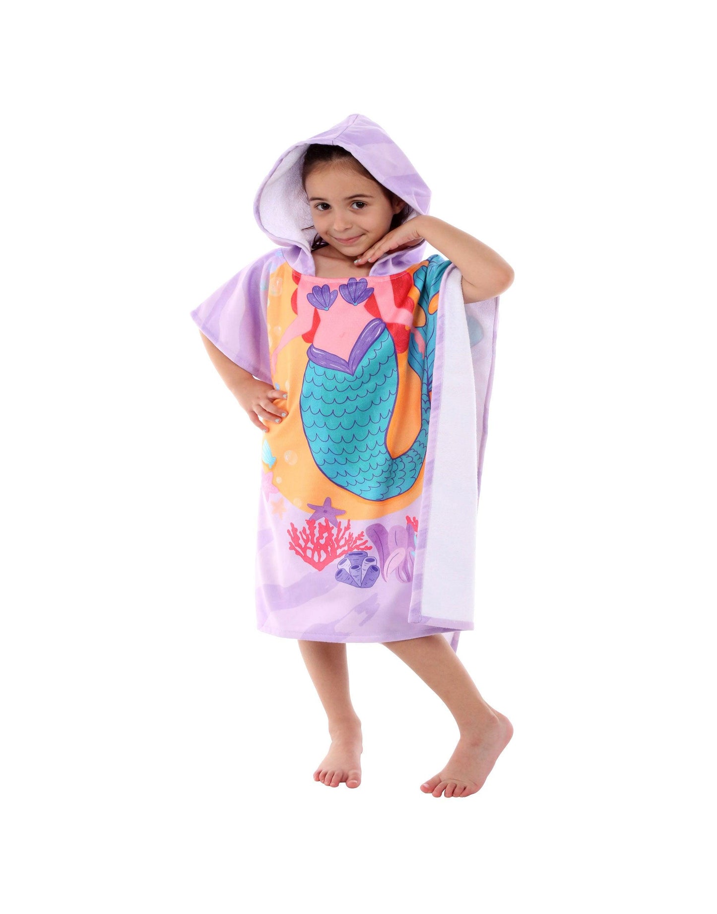 Kids Hooded Poncho Mermaid - Cacala