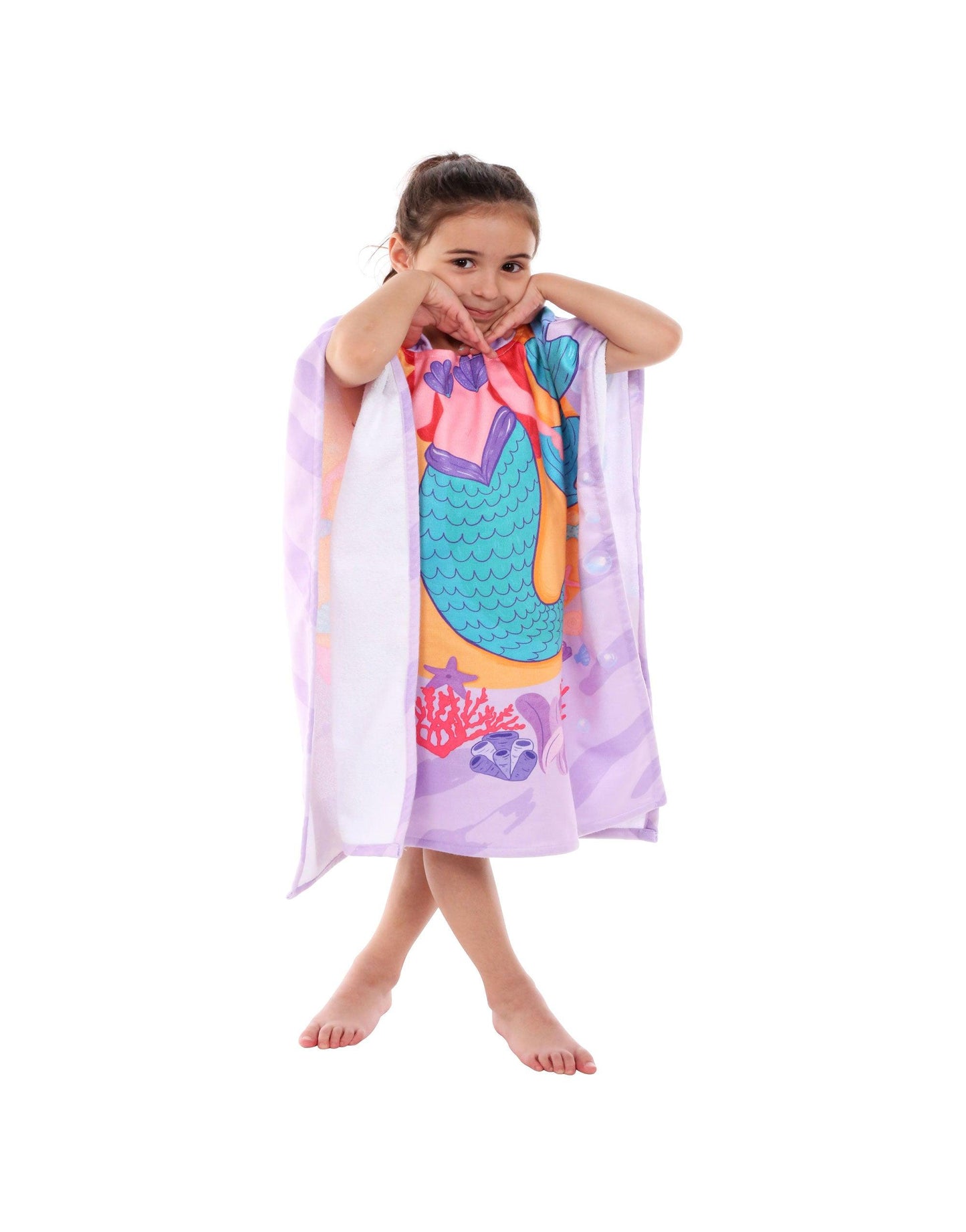 Kids Hooded Poncho Mermaid - Cacala