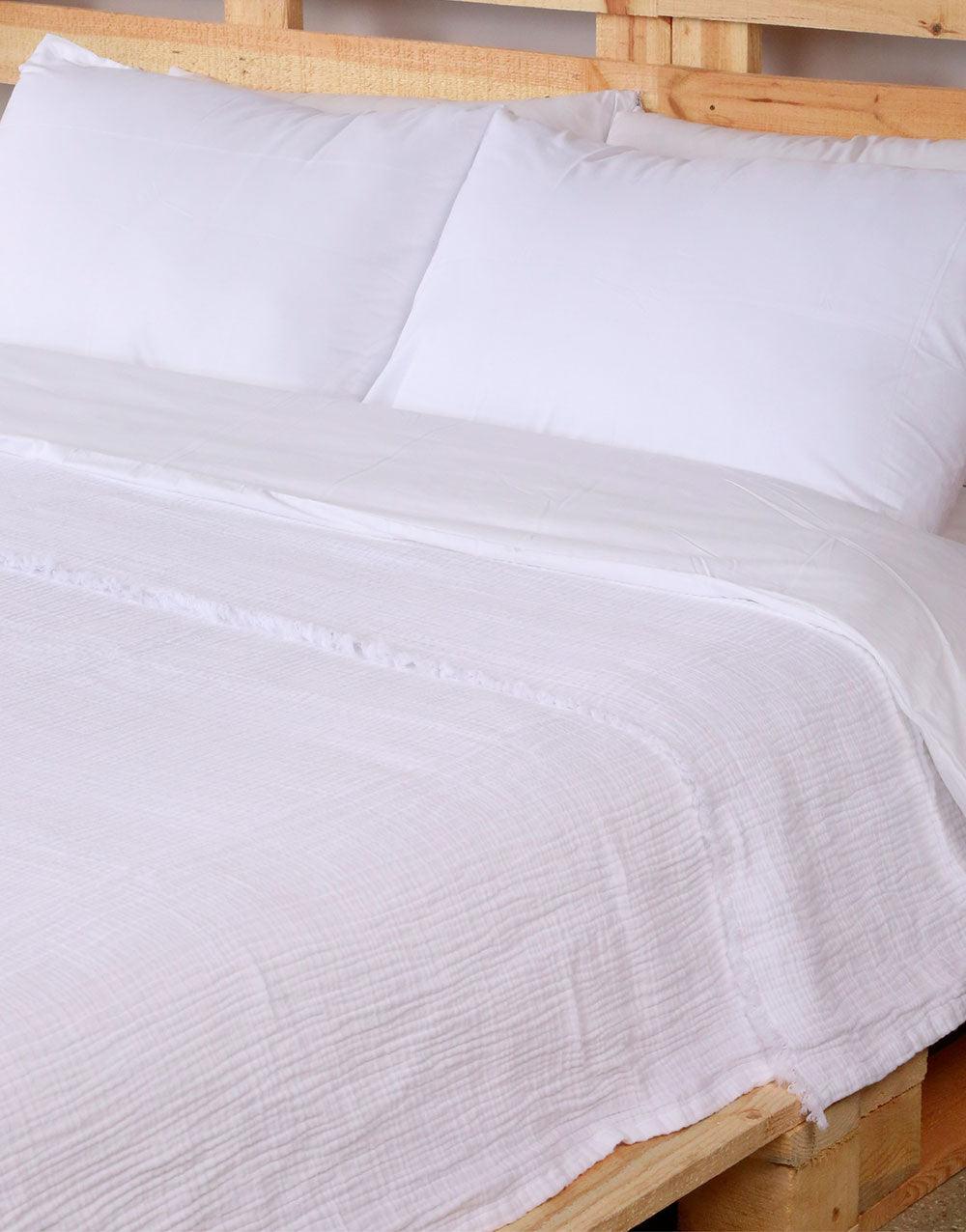 Cacala Luxury Throw Blanket Muslin Series 100% Cotton White - Cacala