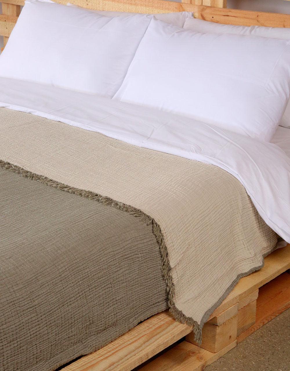 Cacala Turkish Throw Blanket Muslin Series 100% Cotton Green - Cacala