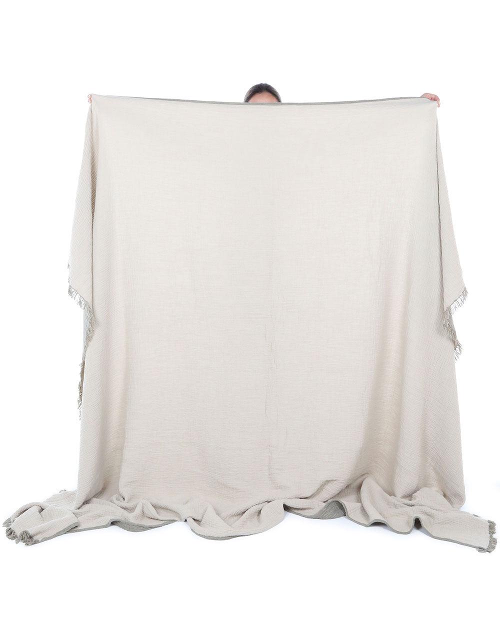 Cacala Turkish Throw Blanket Muslin Series 100% Cotton Green - Cacala