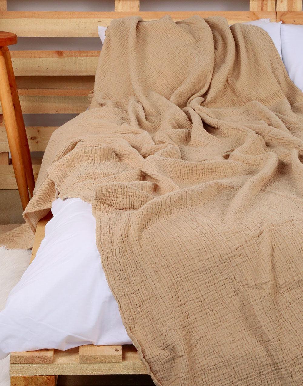 Throw Blanket Muslin Beige - Cacala