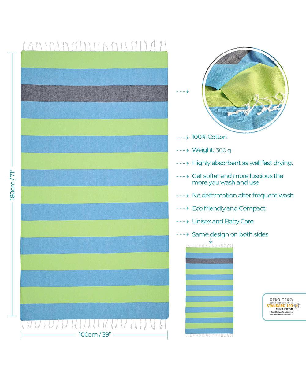 Wide Stripe Turkish Beach Towel - Cacala