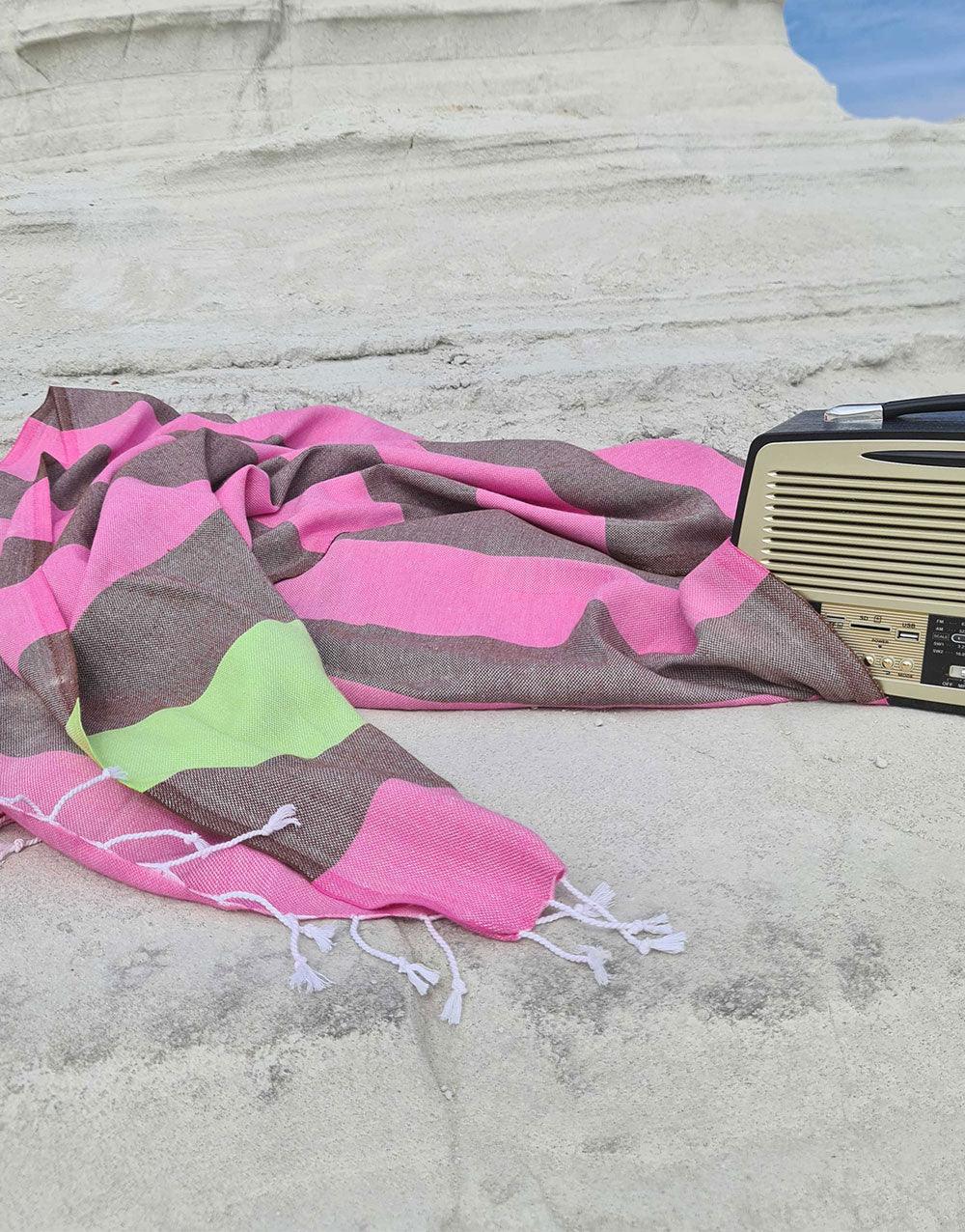 Wide Stripe Turkish Beach Towel - Cacala