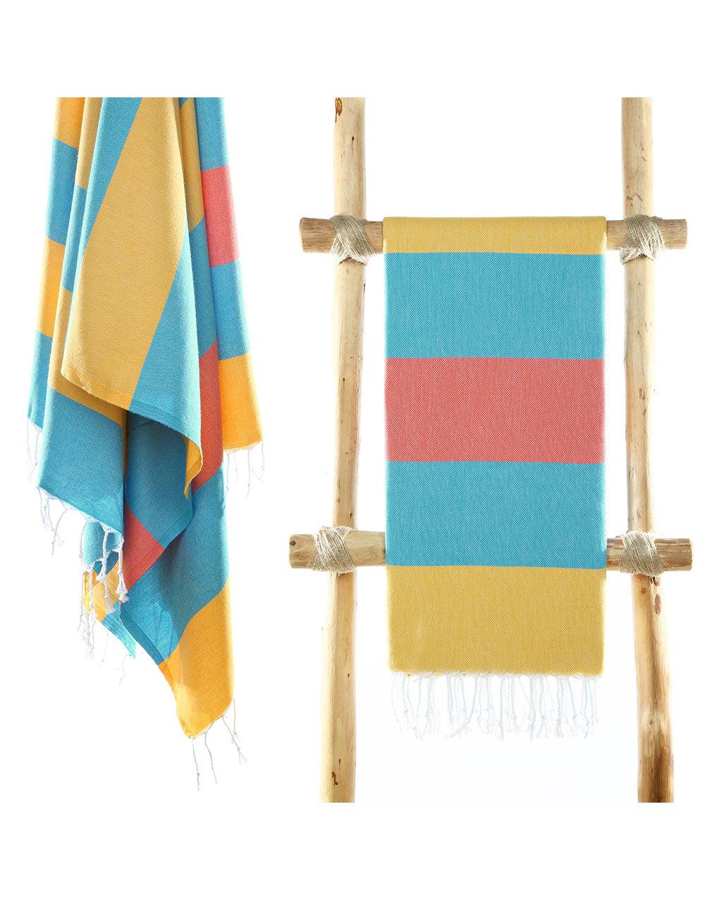 Wide Stripe Turkish Beach Towel - Cacala