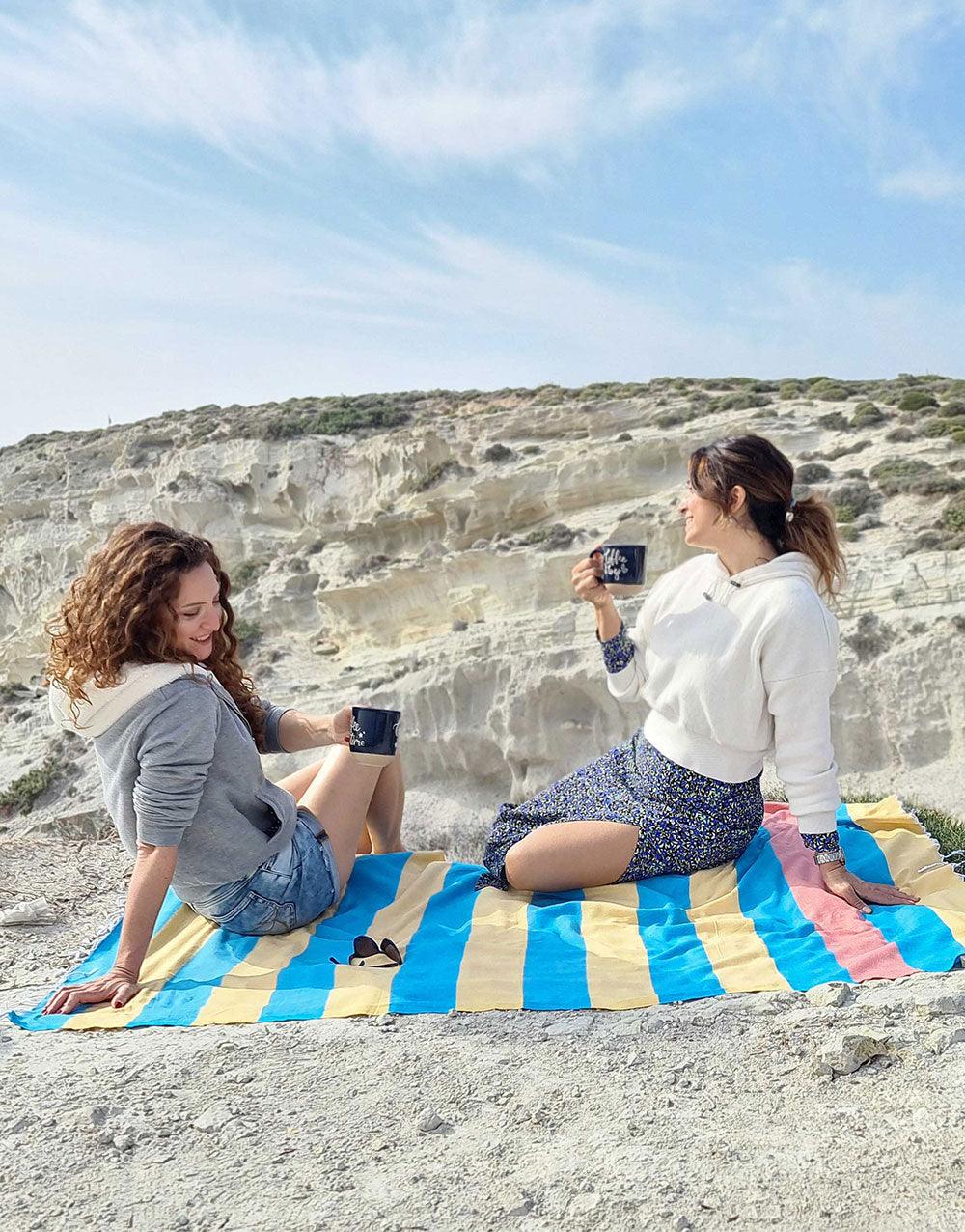 Wide Stripe Turkish Beach Towel - Cacala