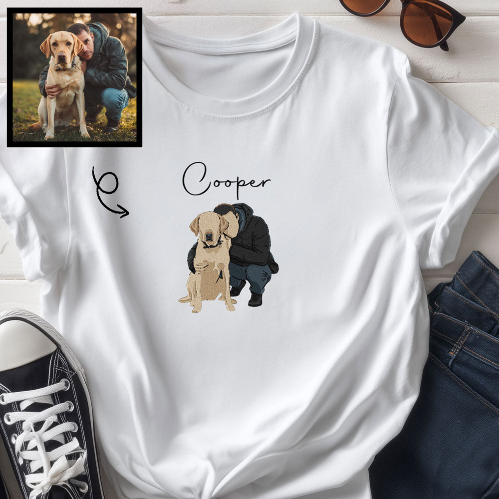 Custom Photo Embroidered T-Shirt (Pet Lover)