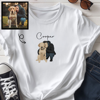 Custom Photo Embroidered T-Shirt (Pet Lover)