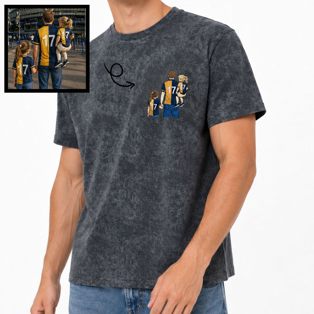 Custom Photo Embroidered Stone Wash T-shirt