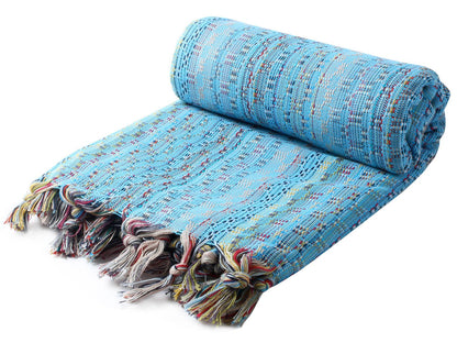 Set of 4 Turkish Beach Towel Colorful Series 39" X 71" 100% Cotton Blue