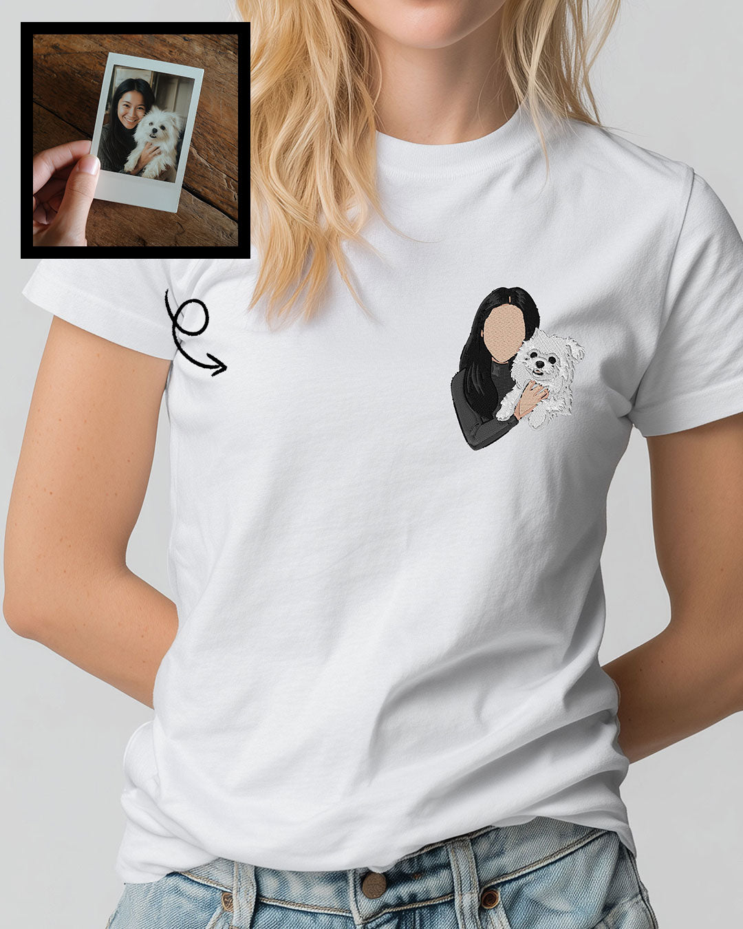 Custom Photo Embroidered T-Shirt (Pet Lover)