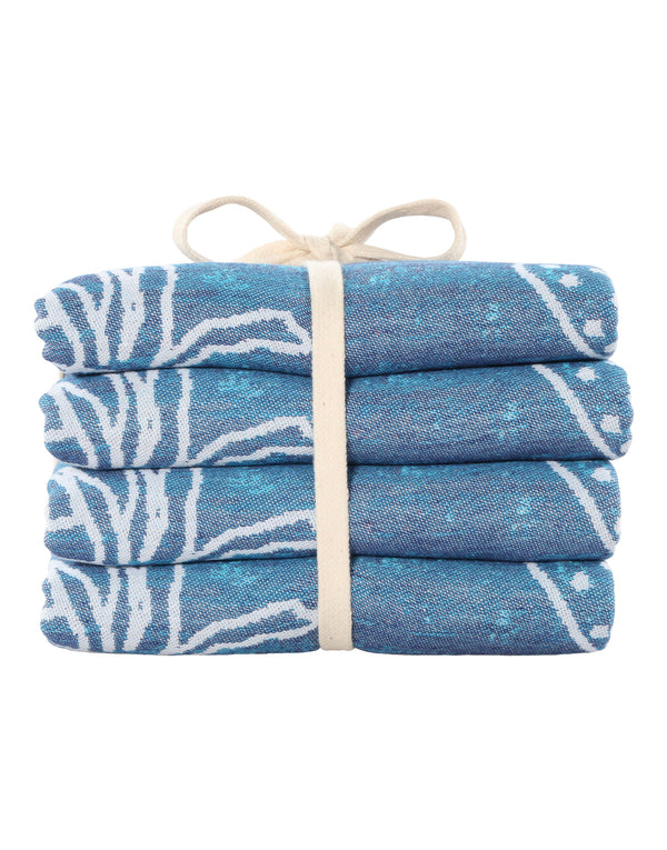 Set of 4 Turkish Beach Towels Nautical Series Pestemal 36"x63" , Ocean
