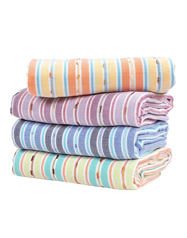 Cacala Extra Large Hand loomed Turkish Bath Towels Set of 4, 100% Cotton Quick-Drying and Lightweight Perfect for Travel, Camping, Gym and Beach