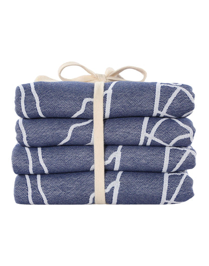 Set of 4 Turkish Beach Towels Nautical Series Pestemal 36"x63" , Sea Horse