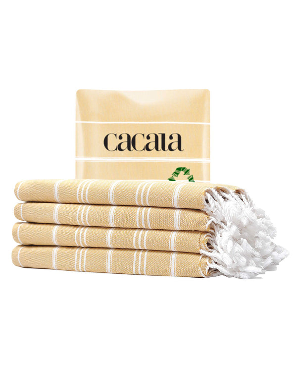 Cacala Turkish Kitchen Towels Set4 Peskir 60 X 90 cm Camel 100% Organic Cotton