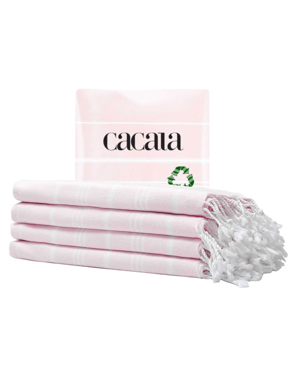 Cacala Pestemal Hand Towel Set 4 Peskir 60 X 90 cm Pink 100% Cotton