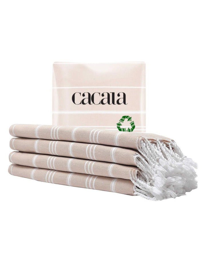 Cacala Hand Towel Set 4 Peskir 60 x 90 cm Beige 100% Cotton - Cacala