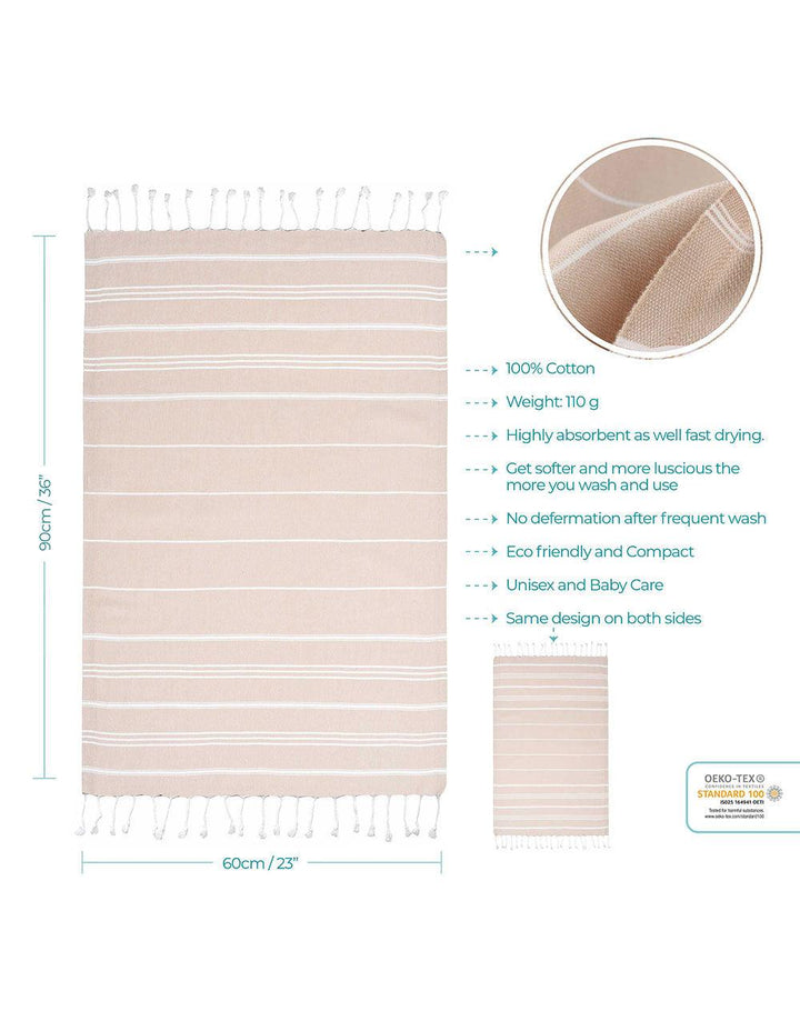 Cacala Hand Towel Set 4 Peskir 60 x 90 cm Beige 100% Cotton - Cacala