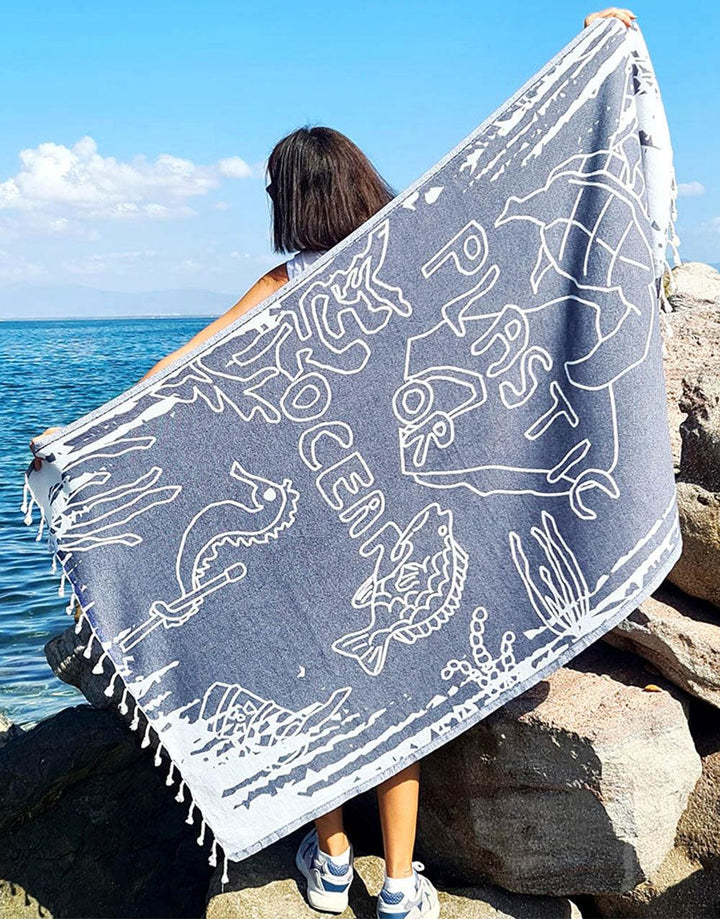 Cacala Organic Turkish Towels Nautical Series 36"x63" 100% Cotton - Cacala