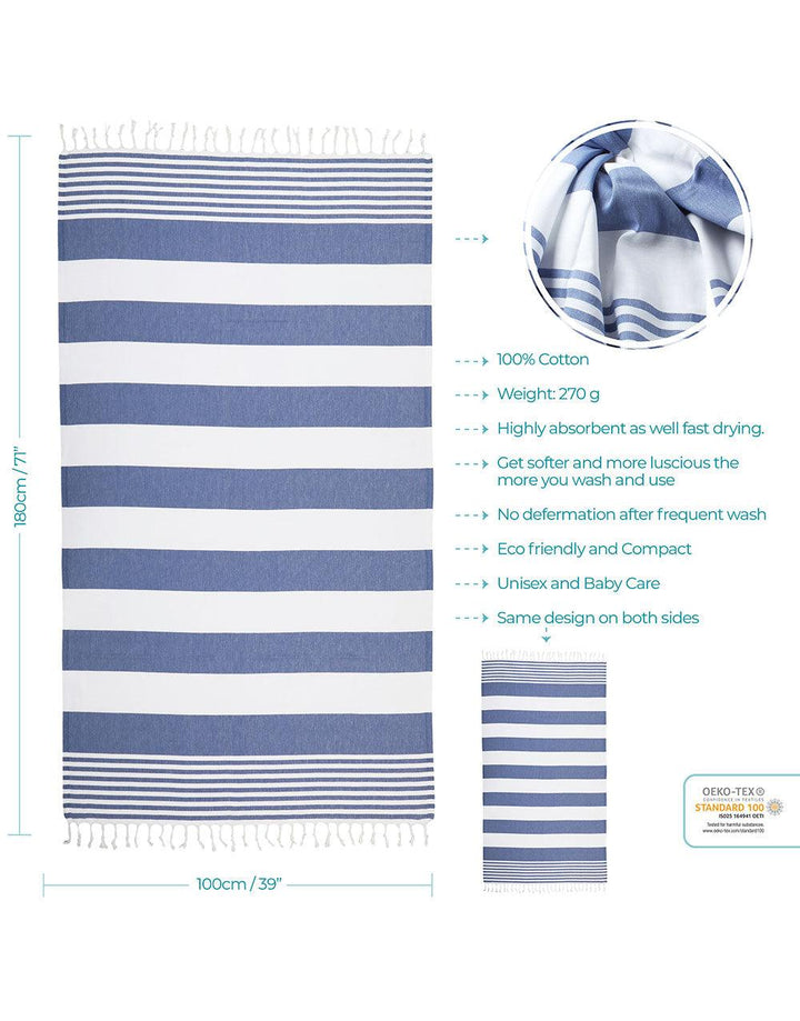 Cacala Stylish Beach Towel Marina Series 39"x71" 100% Cotton - Cacala