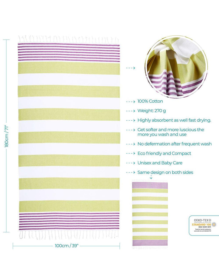 Cacala Stylish Beach Towel Marina Series 39"x71" 100% Cotton - Cacala