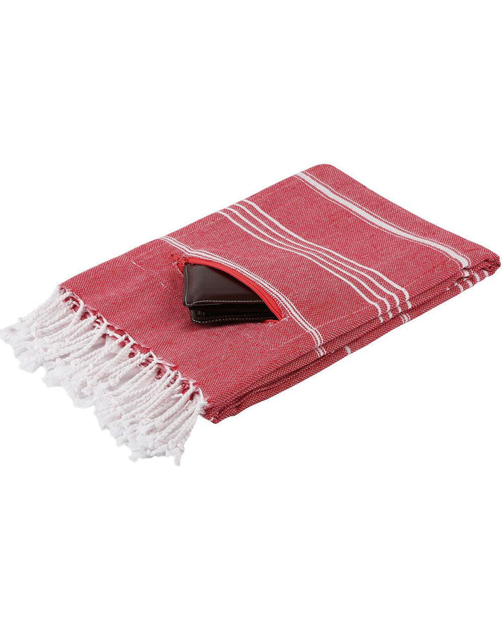 Cacala Tassels Beach Towel Zipper Pestemal 39"x71" 100% Cotton - Cacala