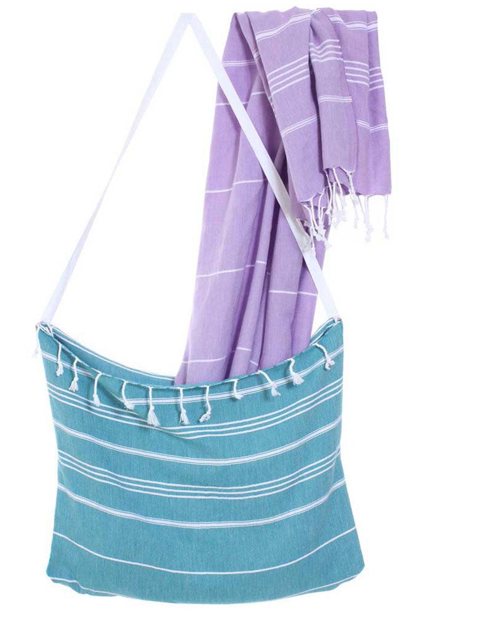 Cacala Turkish Beach Towel Convertible Bag 39"x71" 100% Cotton - Cacala