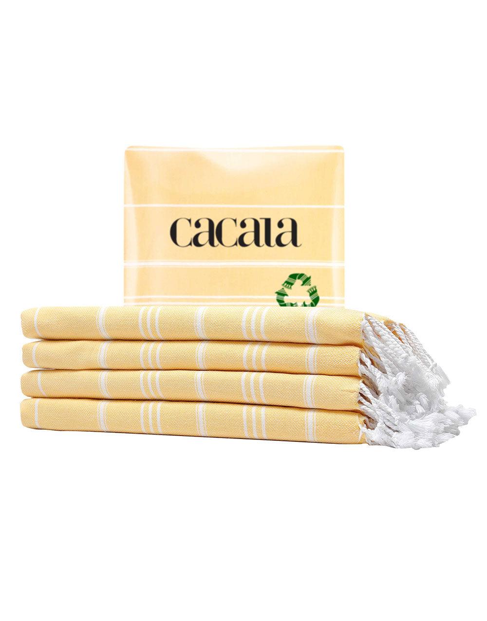 Cacala Turkish Hand Towel Set 4 Peskirs 60 x 90 cm Apricot 100% Organic Cotton - Cacala