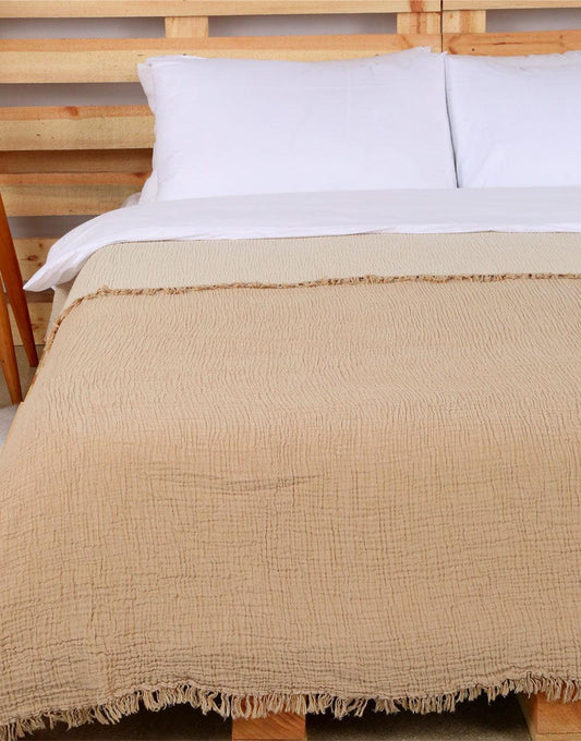 Throw Blanket Muslin Beige - Cacala